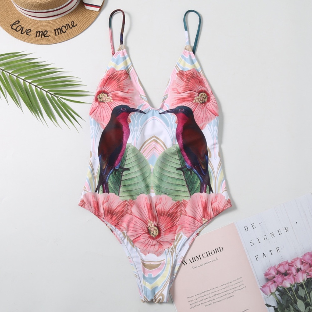 Hummingbird Tropical Print Swimsuit Bathing suit
